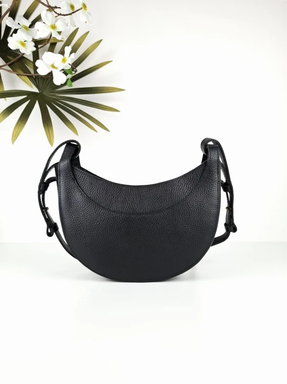 Torebka damska skórzana czarna łódka, elegancka listonoszka ze skóry naturalnej, modna do pracy i na co dzień