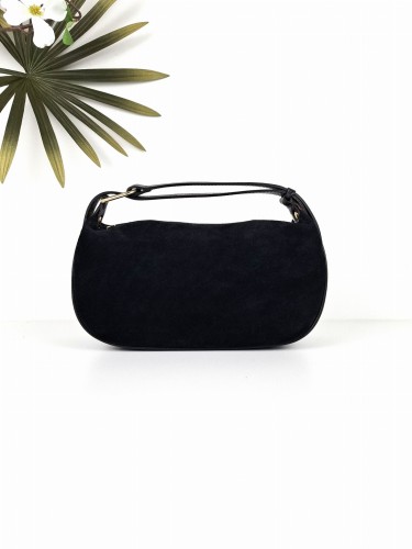 Vera Pelle Torebka damska zamszowa czarna na ramię zamsz skórzana skórkowa