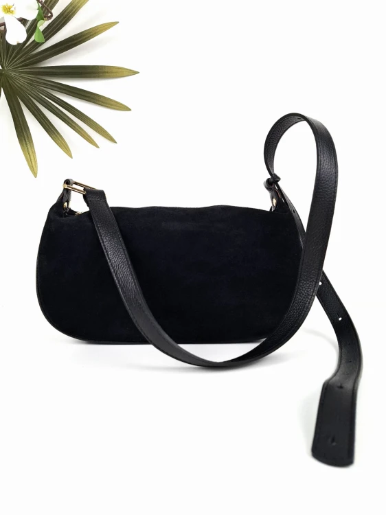 torebka do pracy czarna zamszowa skórzana vera pelle