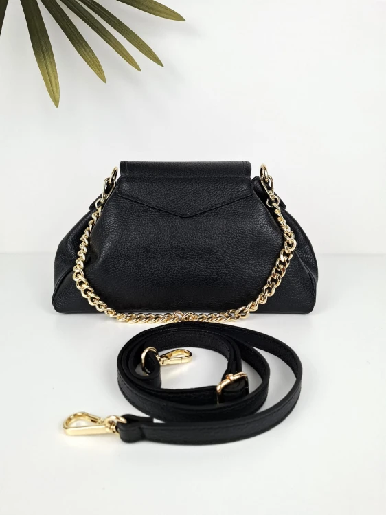 czarna torebka damska elegancka, worek , łańcuszek , borse in pelle