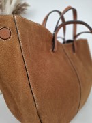 Duża torebka shopperka zamszowa brązowa camel vera pelle