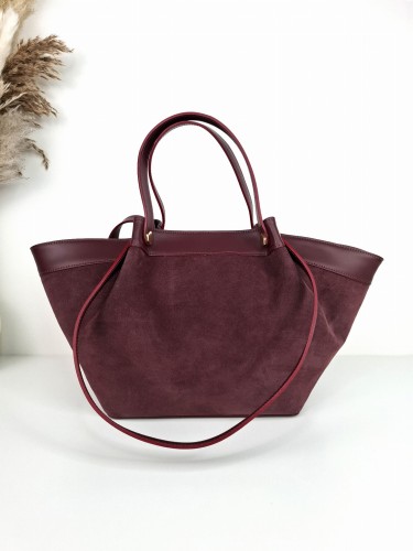 bordowa torebka zamszowa duża ehrabina