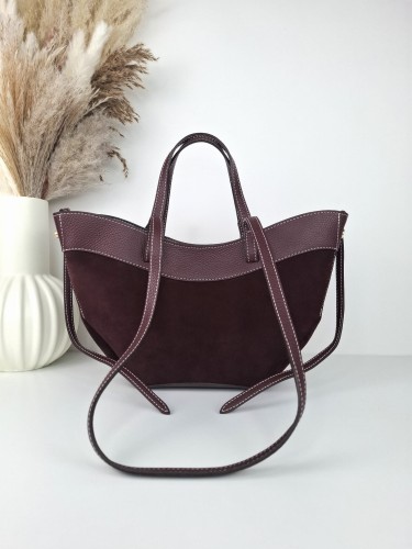 torebka shopper polenka zamsz łódka dwa uchwyty rozpinana regulowana vera pelle butik hrabina