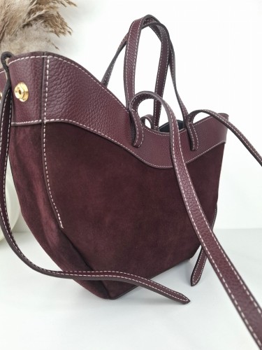 torebka shopper polenka zamsz łódka dwa uchwyty rozpinana regulowana vera pelle butik hrabina