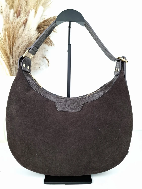 torebka zamszowa brązowa