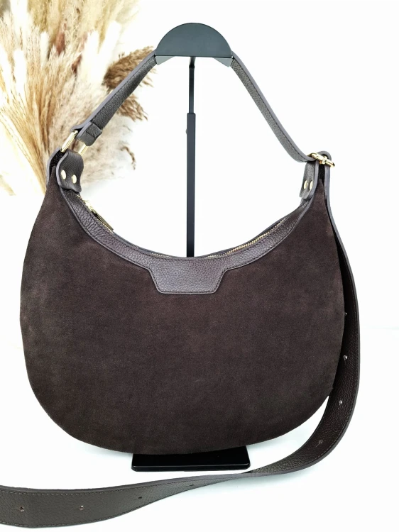 brązowa czekoladowa torebka zamszowa