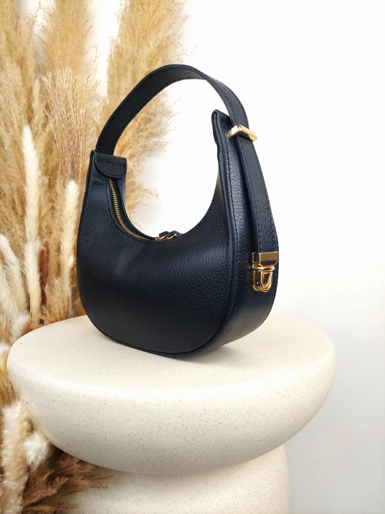 mini torebka elegancka mala skorzana vera pelle czarna