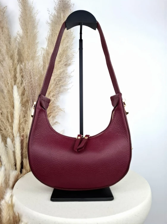torebka skórzana vera pelle bordowa