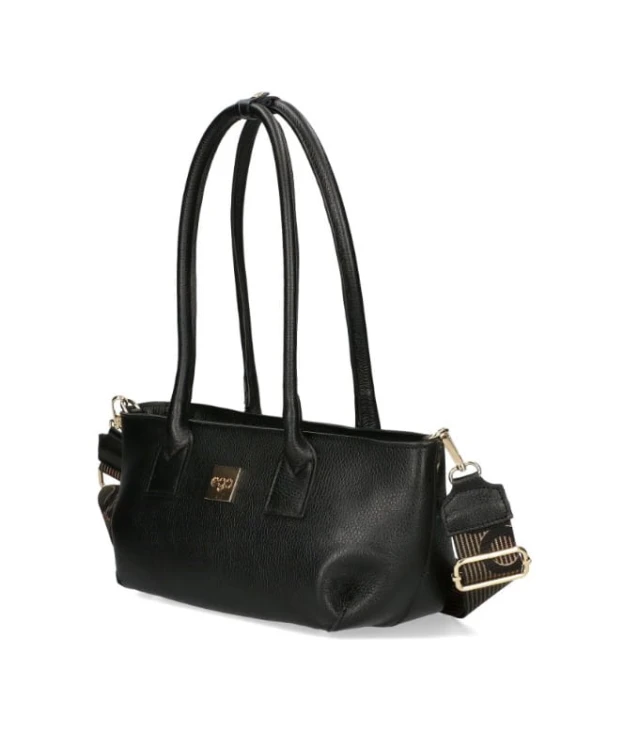 Ego podłużna torebka jamnik z kwiatkiem czarna