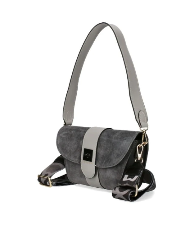 Torebka EGO zamszowa szara listonoszka mała na ramię