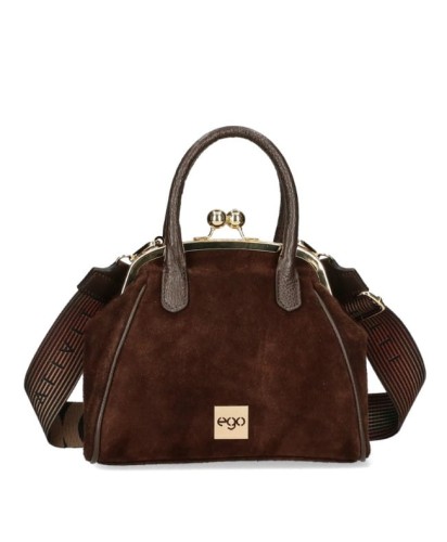 torebka ego brązowa z kwiatkiem zamszowa butik hrabina