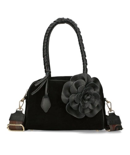 torebka zamszowa ego flora czarna