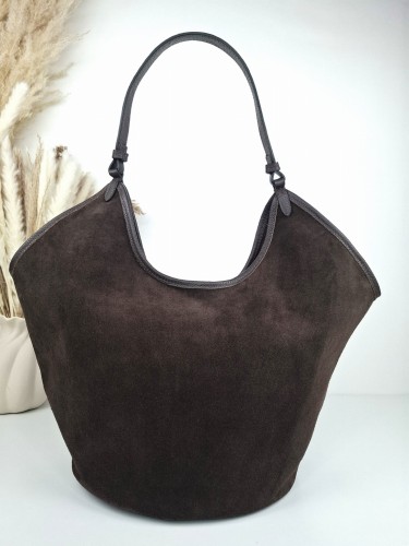 torebka zamszowa brazowa braz czekoladowy