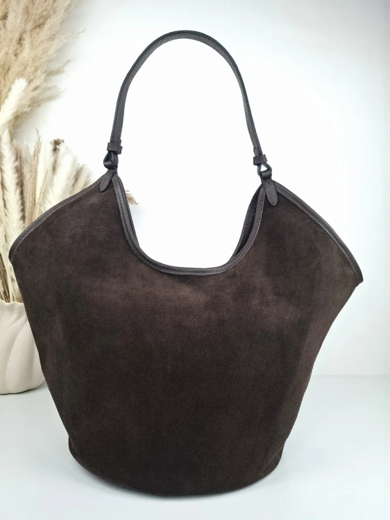 torebka zamszowa brazowa braz czekoladowy