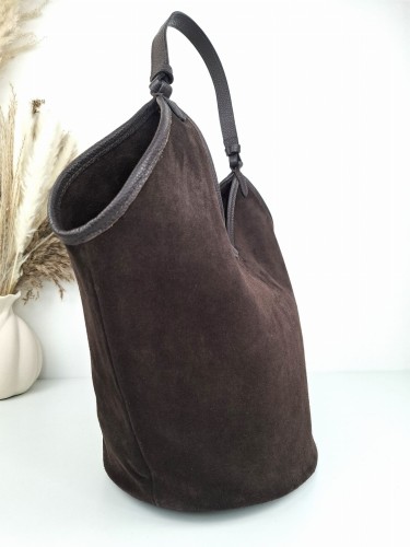 torebka zamszowa brazowa braz czekoladowy