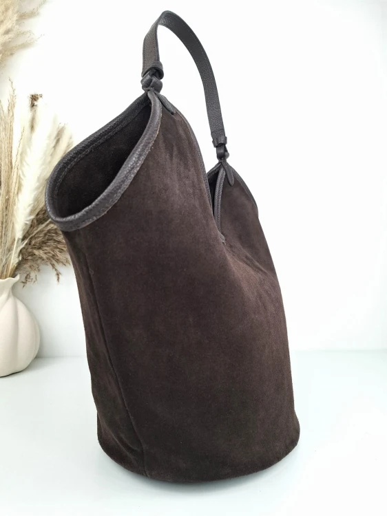 torebka zamszowa brazowa braz czekoladowy