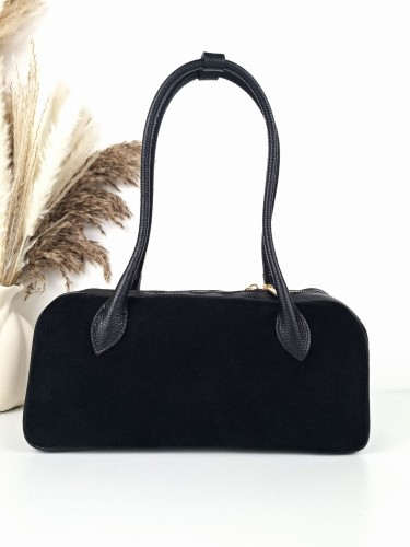 torebka jamnik bagietka podłużna czarna borse in pelle butik hrabina