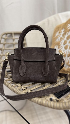 laura biaggi torebka mini shopper mala zamszowa czekoladowa