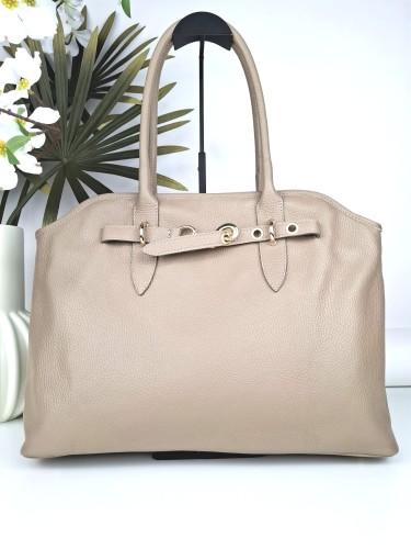 Torebka włoska skórzana vera pelle z ozdobnym zapięciem