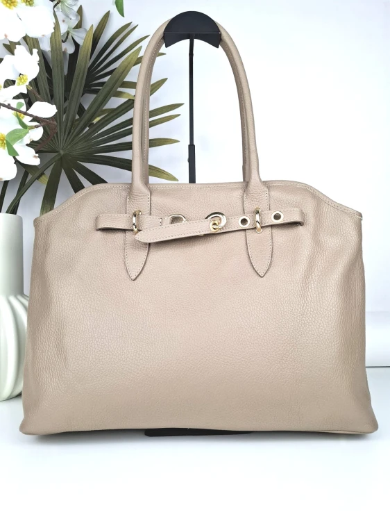 Torebka włoska skórzana vera pelle z ozdobnym zapięciem