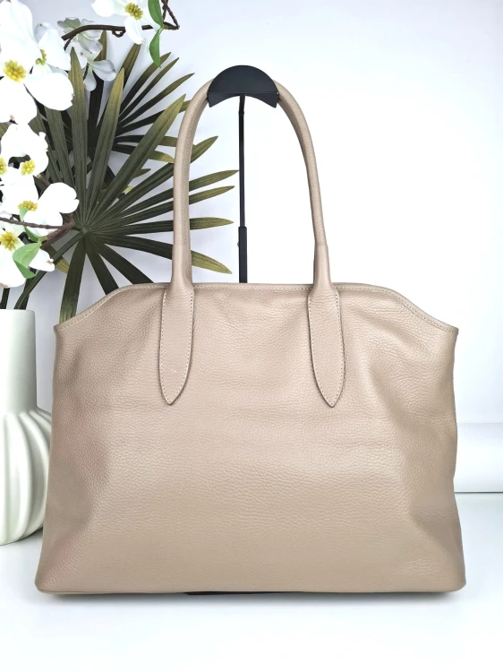 Torebka shopper skora naturalna taupe duza