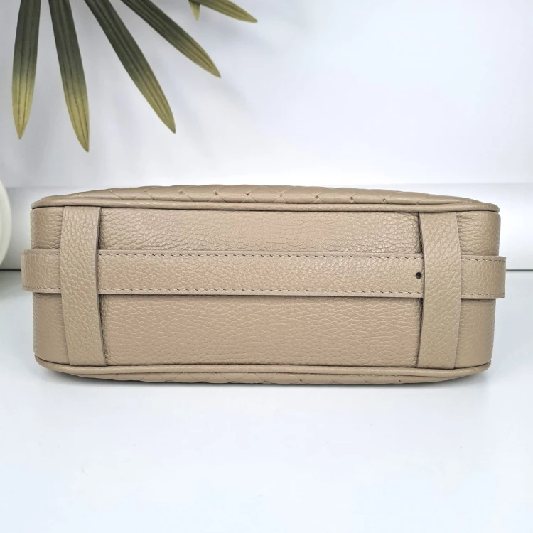 vera pelle torebka skorzana taupe bezowa z przeplataniem Bianca