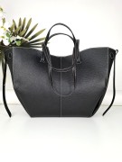 Czarna duża torebka shopper na ramię , do pracy , elegancka, pojemna Vera Pelle