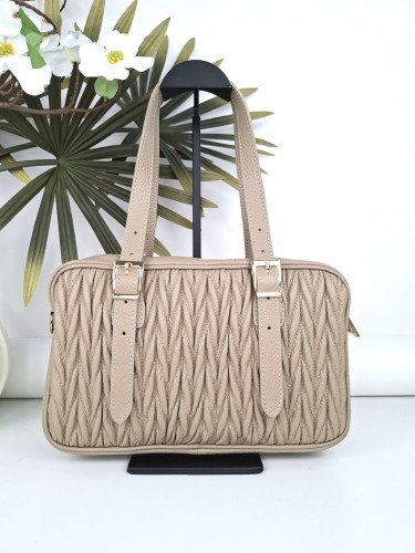 torebka damska  jamnik skora naturalna vera pelle taupe bez