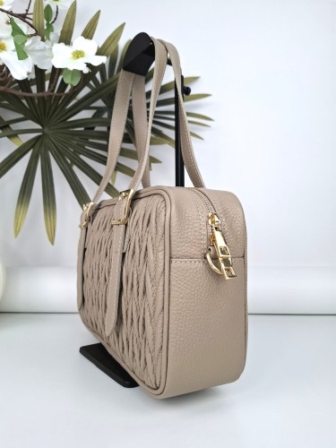 torebka damska  jamnik skora naturalna vera pelle taupe bez