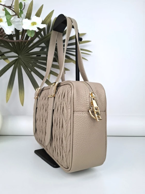 torebka damska  jamnik skora naturalna vera pelle taupe bez