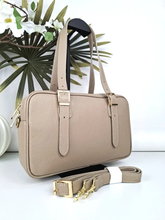 torebka damska  jamnik skora naturalna vera pelle taupe bez