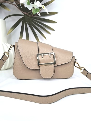 torebka borse in pelle bezowa trojkatna skora naturalna asymetyczna