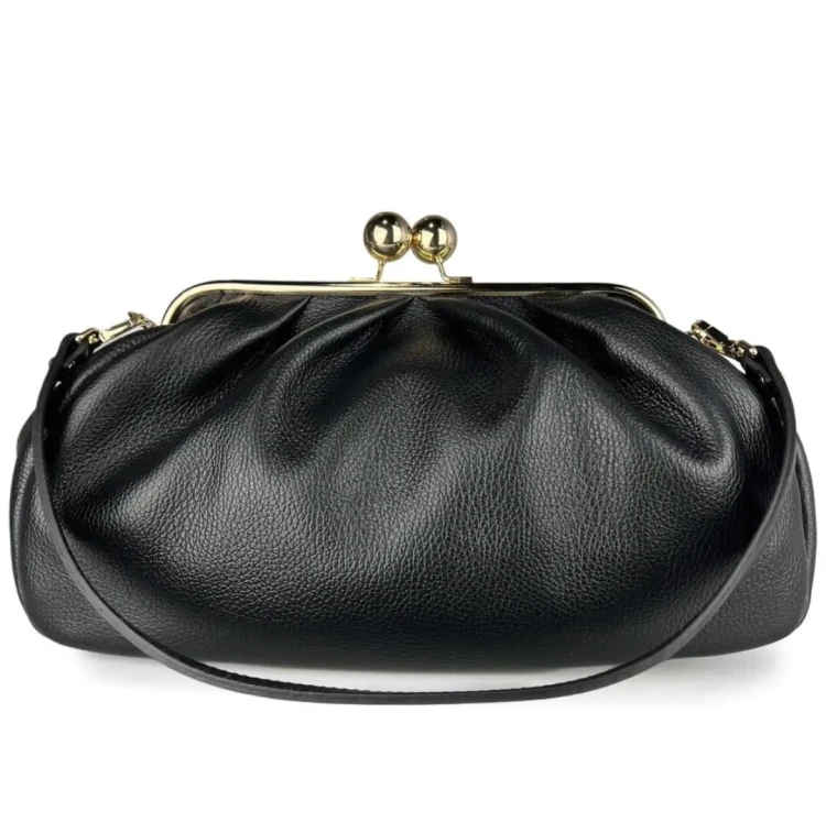 Duża czarna listonoszka na bigiel – miękka skóra naturalna wysokiej jakości