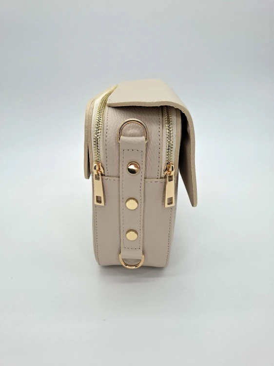 torebka skórzana na ramię Laura Biaggi bardzo jasny beż