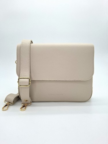 torebka skórzana na ramię Laura Biaggi bardzo jasny beż