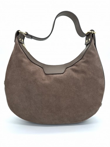 laura biaggi torebka damska zamszowa taupe księżyc regulowany pasek