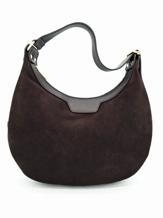 torebka brazowa czekoladowa zamszowa do reki na ramie laura biaggi moon ksiezyc