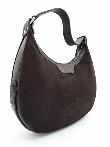 torebka brazowa czekoladowa zamszowa do reki na ramie laura biaggi moon ksiezyc