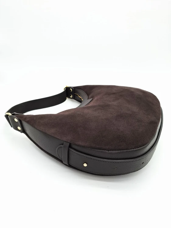 torebka brazowa czekoladowa zamszowa do reki na ramie laura biaggi moon ksiezyc