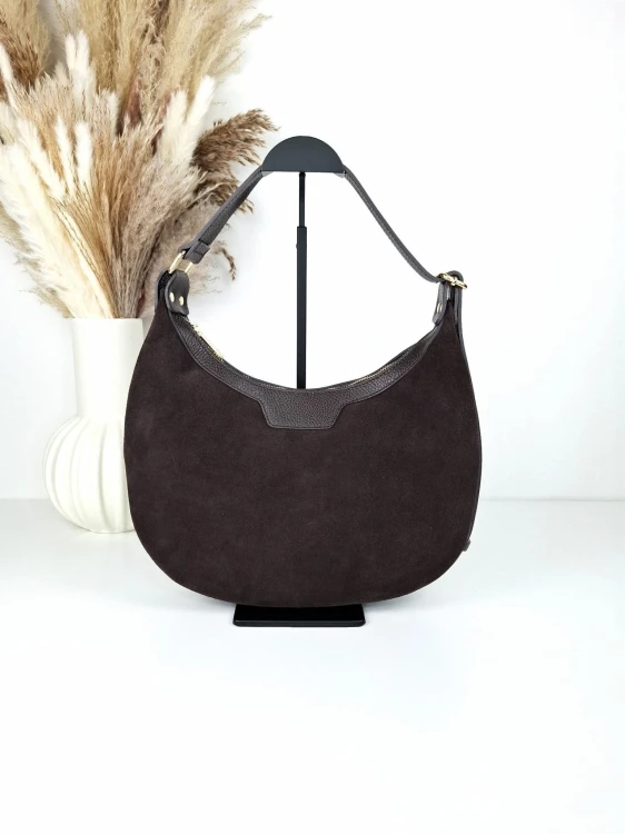 zamszowa torebka laura biaggi brąz czekoladowy