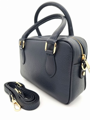 mala torebka damska typu kuferek granatowy