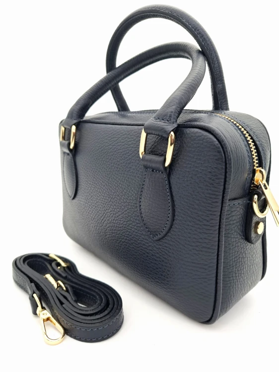 mala torebka damska typu kuferek granatowy