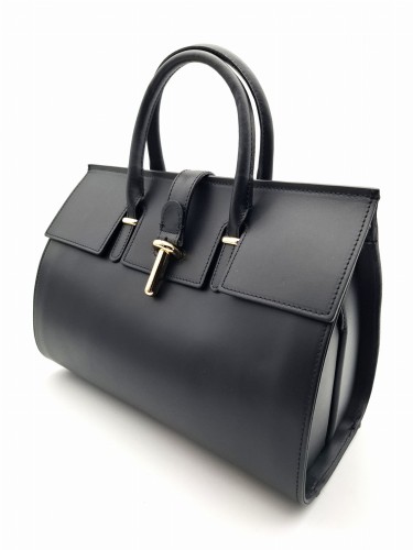 Kuferek damski torebka czarna skora ruga