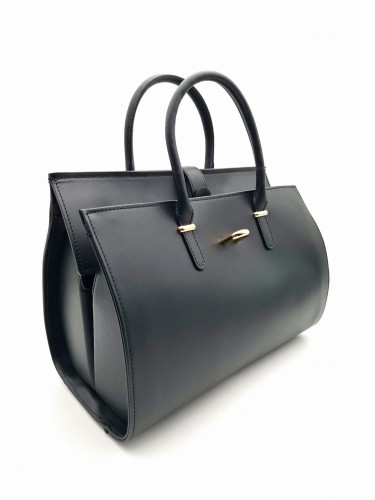 Kuferek damski torebka czarna skora ruga