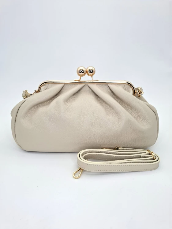 duza torebka na bigiel maxi clutch bag bezowa skorzana