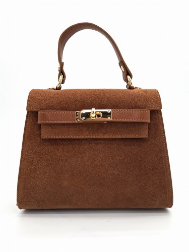 torebka kuferek damski zamszowy brazowy elegancki