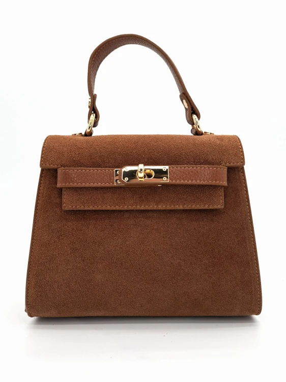 torebka kuferek damski zamszowy brazowy elegancki