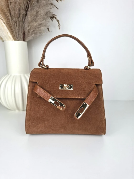 vera pelle torebka damska zamszowa camel