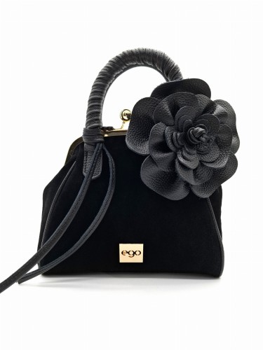 torebka zamszowa bigiel ego flora czarna
