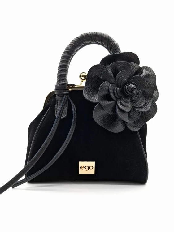 torebka zamszowa bigiel ego flora czarna